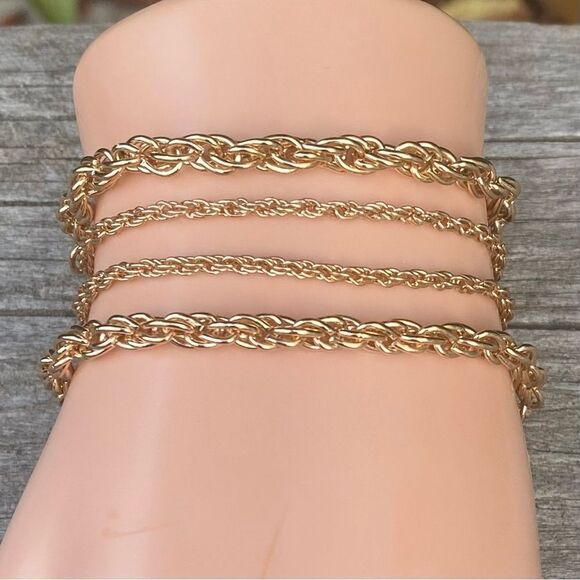 Urban Outfitter Four (4) Gold Tone Chain Bracelets NWT Boho Preppy Classic - Picture 1 of 7